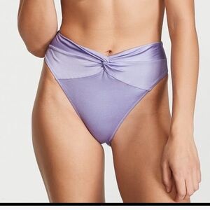 Victoria’s Secret Hi Waisted Twisted Front Bikini Bottom lavender Purple sz M